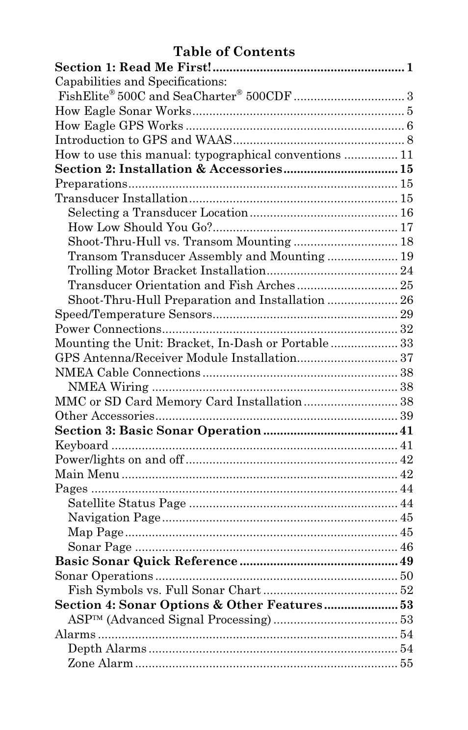 Eagle Electronics 500C User Manual | Page 3 / 204