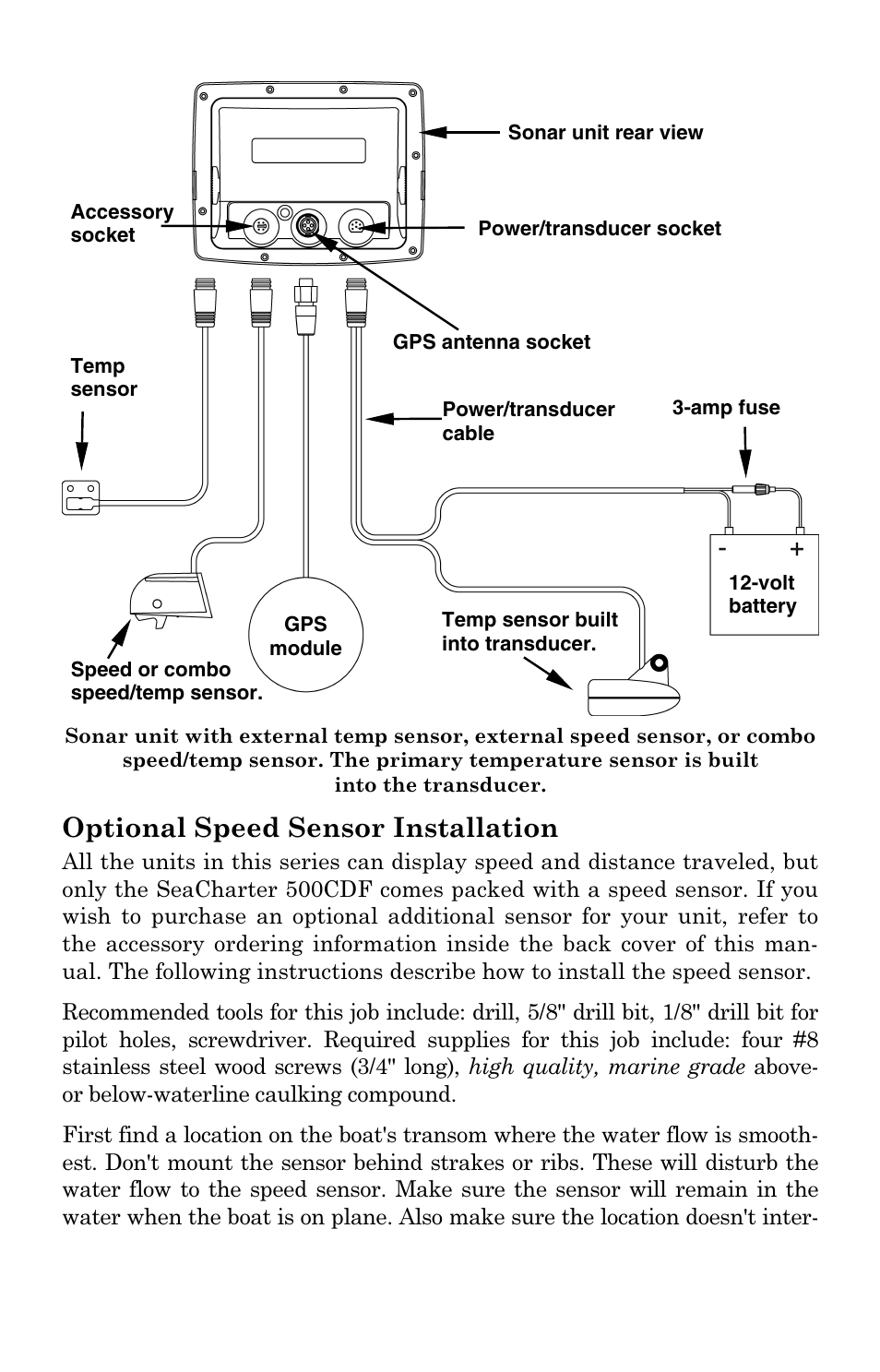 Optional speed sensor installation | Eagle Electronics 500C User Manual | Page 38 / 204