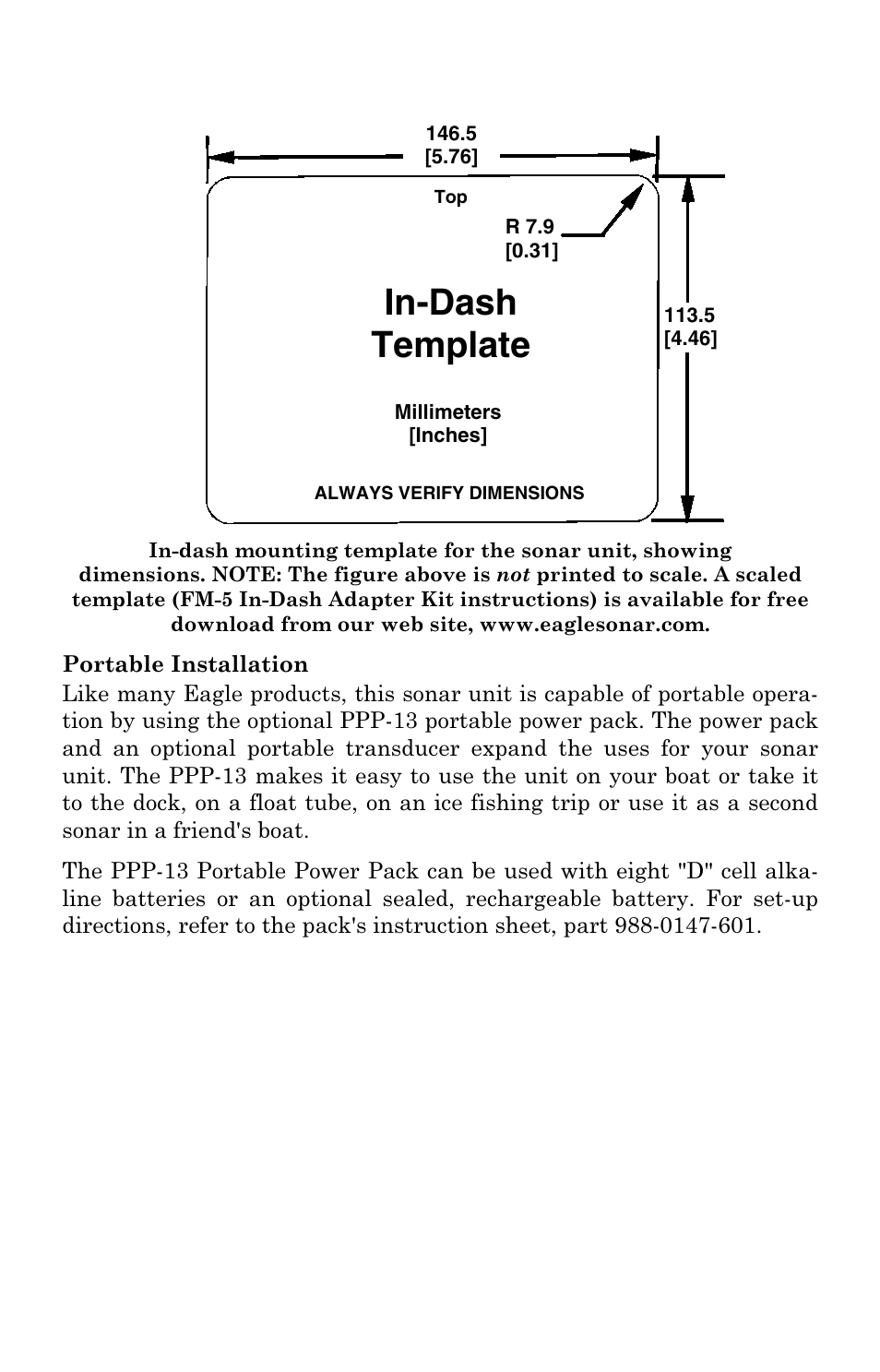 In-dash template | Eagle Electronics 500C User Manual | Page 44 / 204