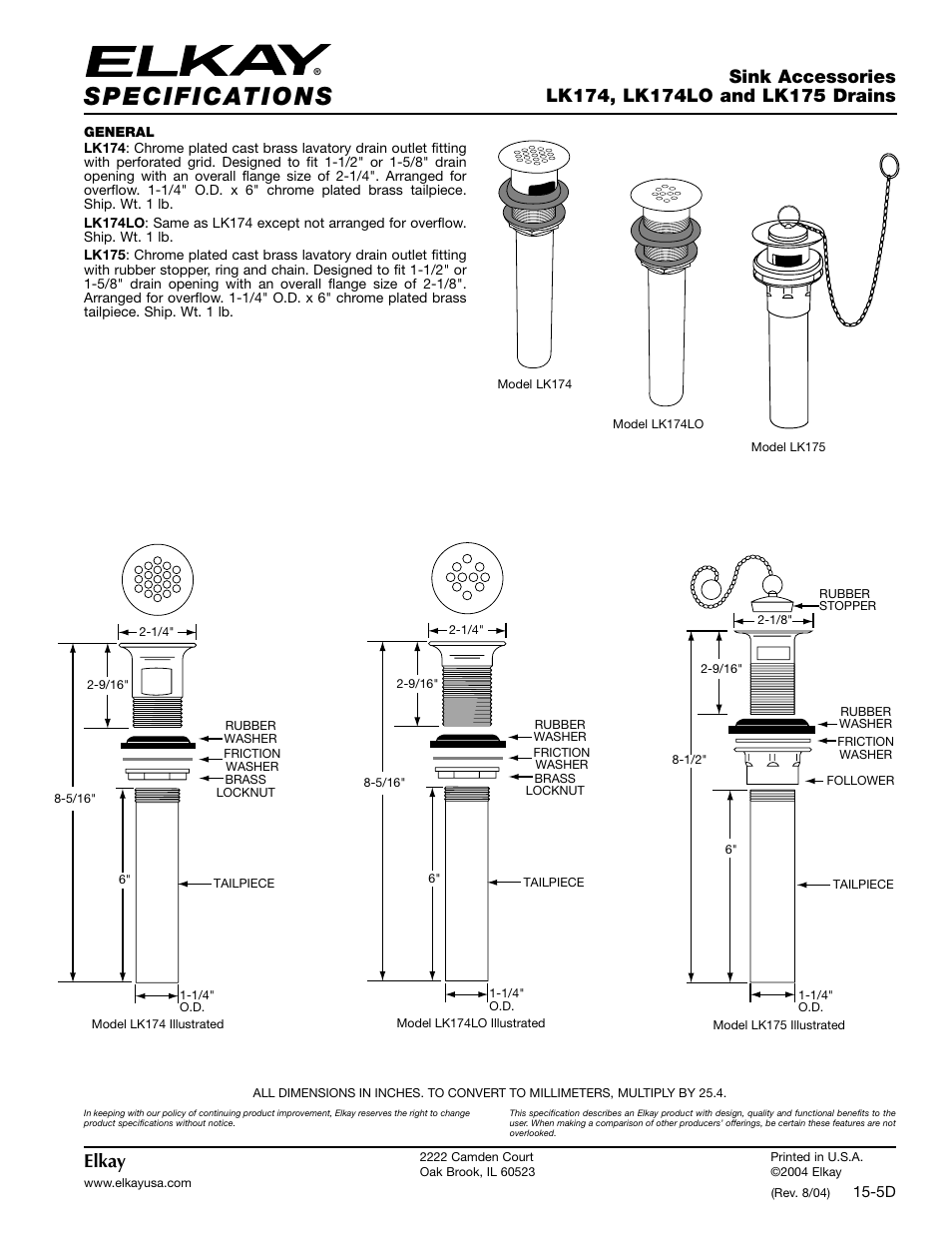 Elkay LK175 User Manual | 1 page