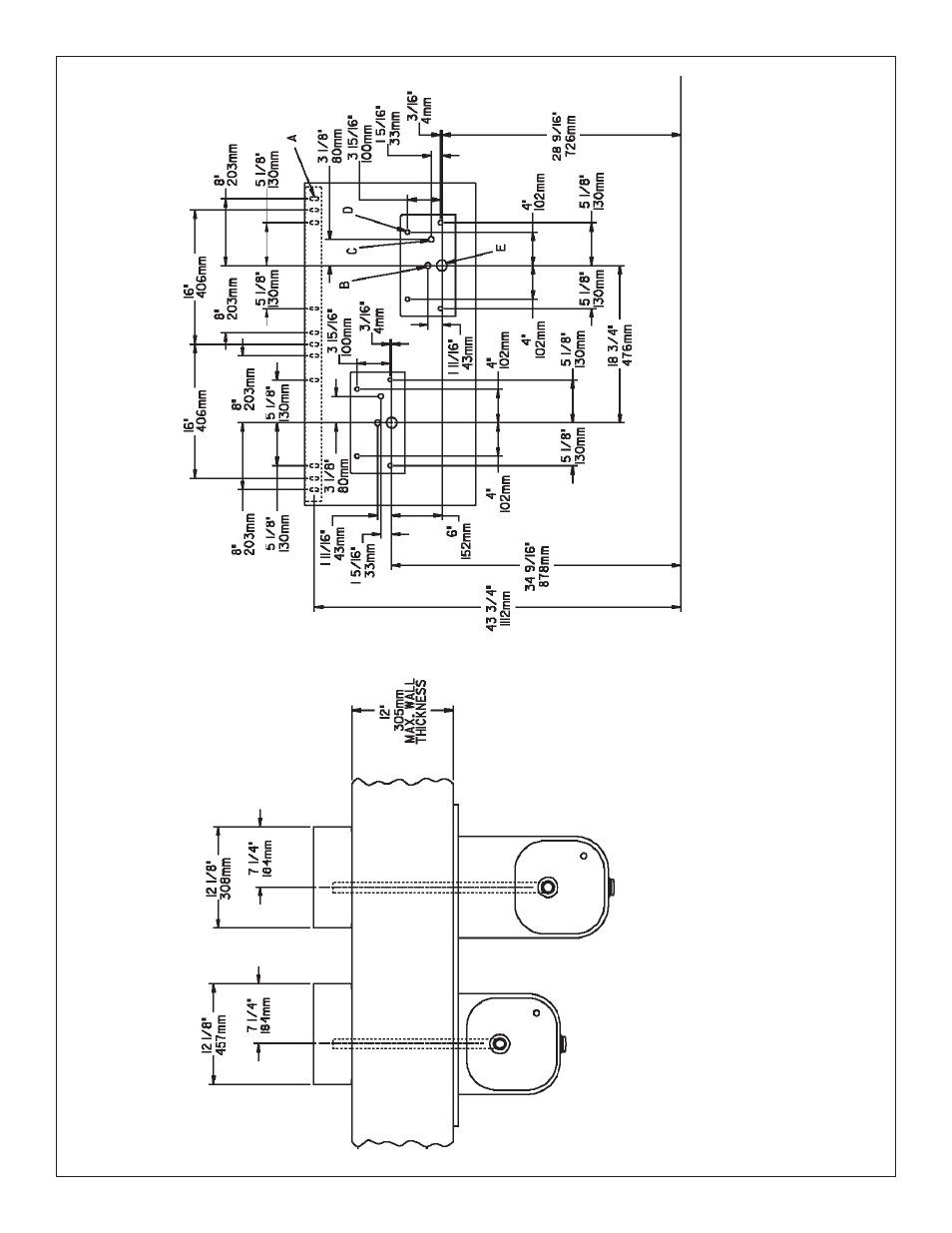 Edfp217fp mounting bol t and access hole la yout | Elkay EDFP217FPC User Manual | Page 4 / 8