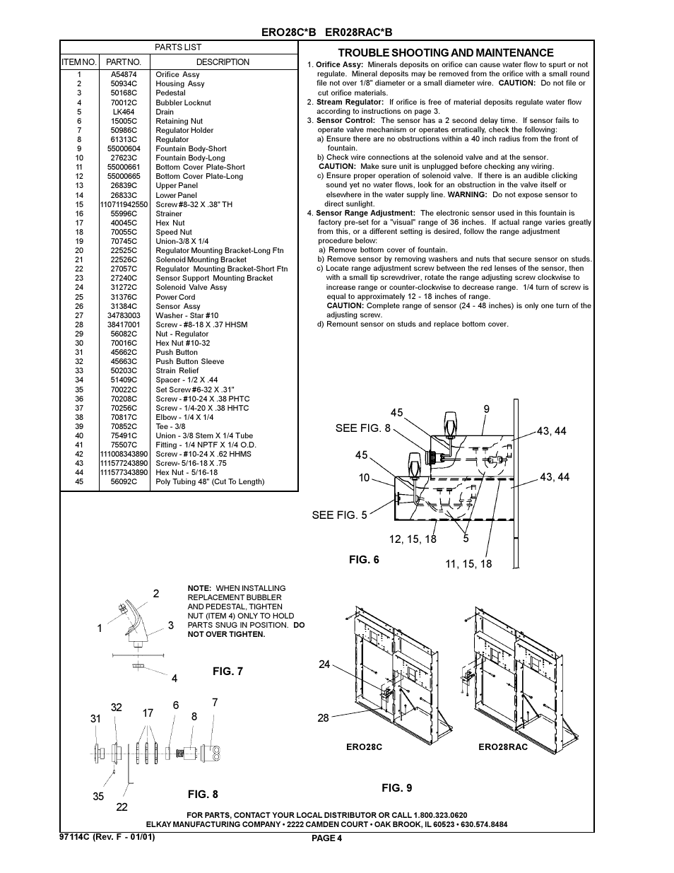 Trouble shooting and maintenance | Elkay ERO28C*B User Manual | Page 4 / 4