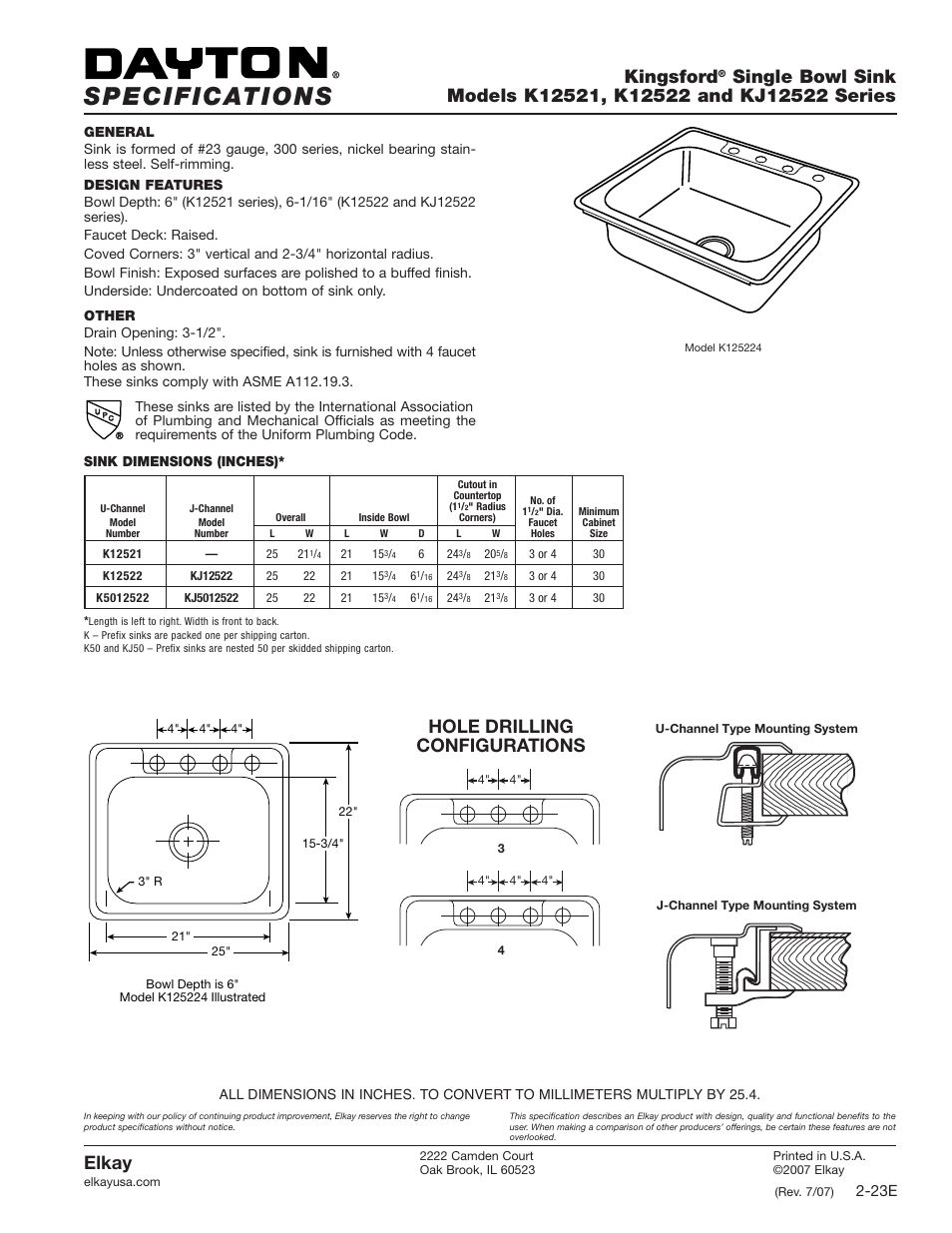 Elkay K12522 User Manual | 1 page