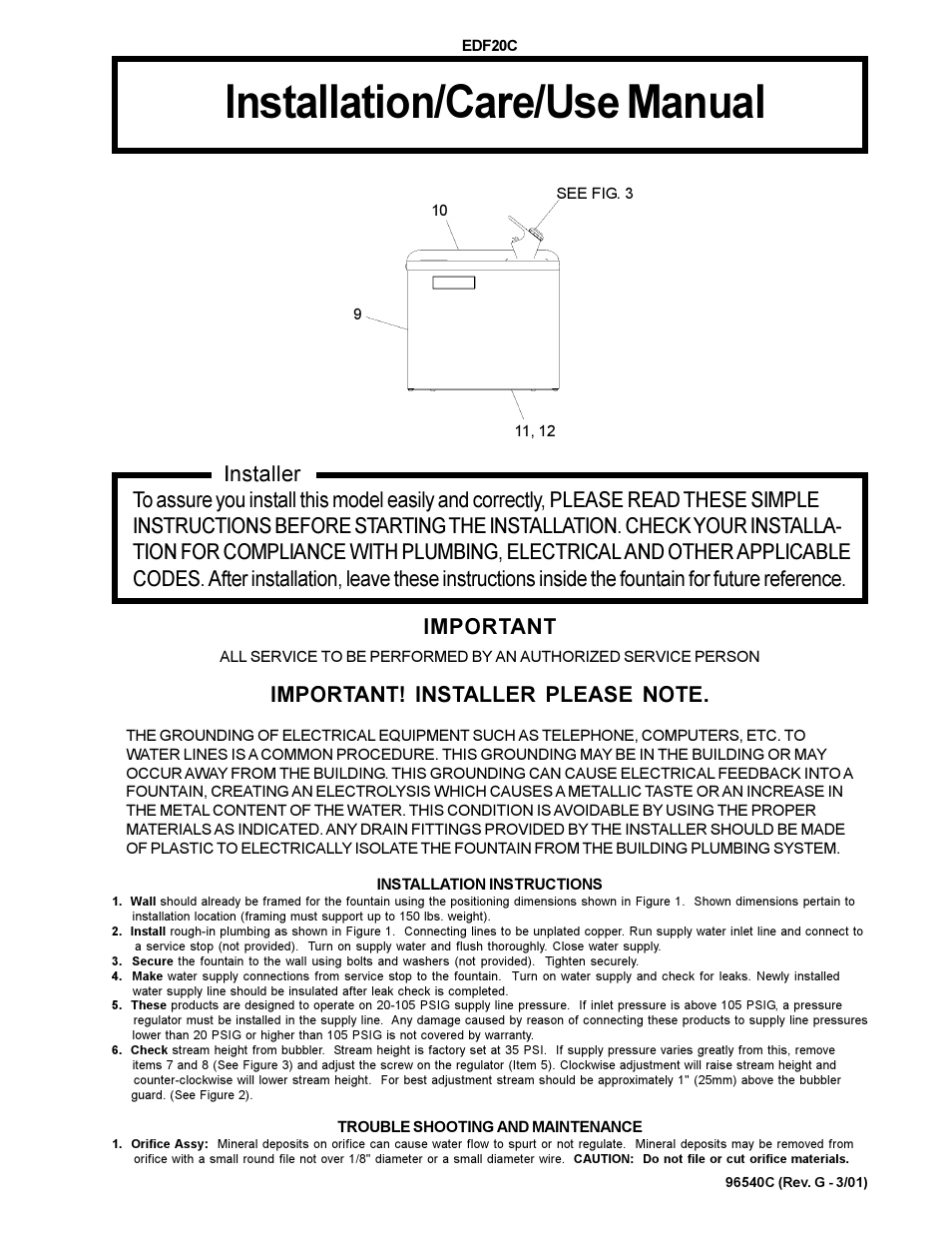 Elkay EDF20 User Manual | 2 pages