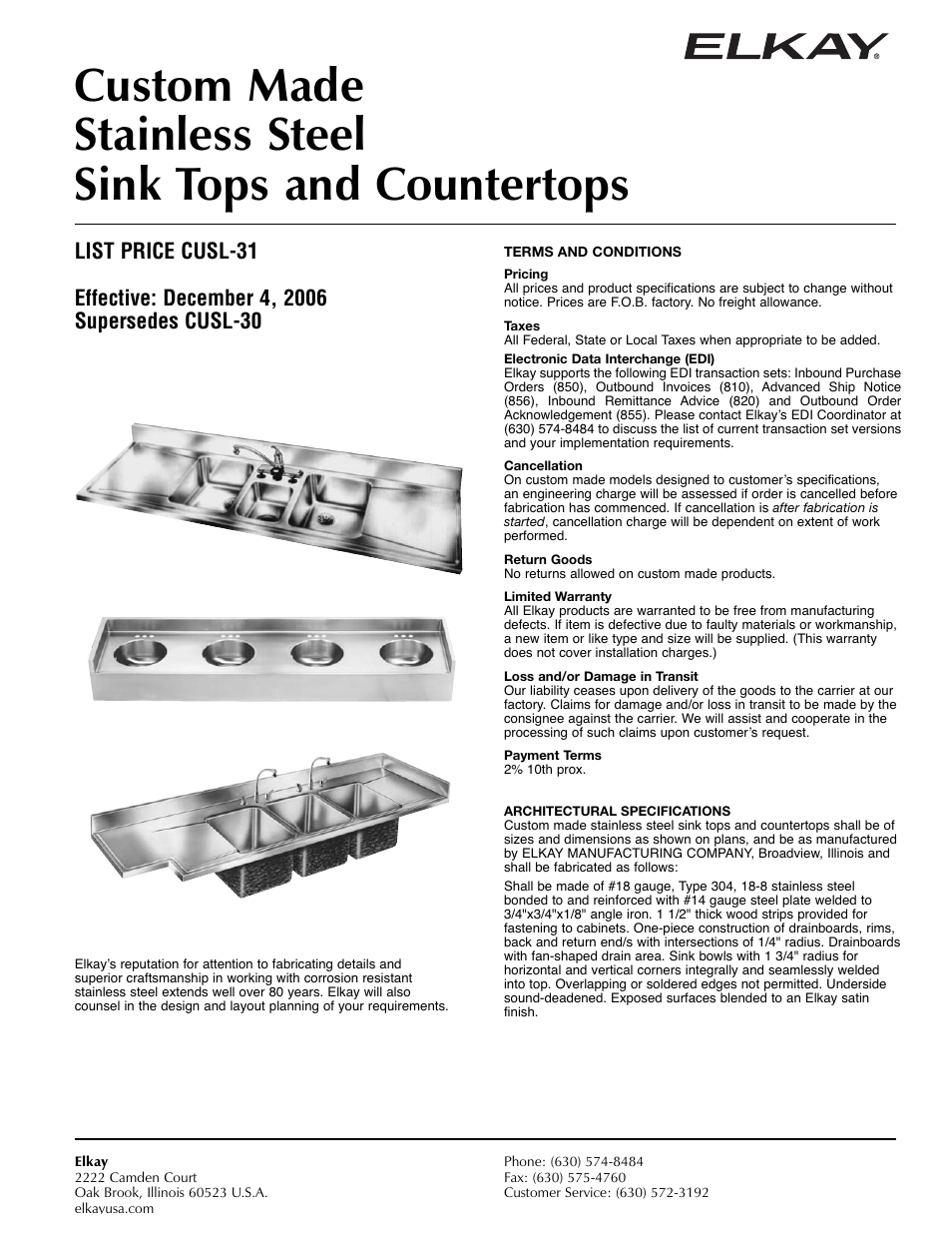 Elkay CUSL-31 User Manual | 8 pages