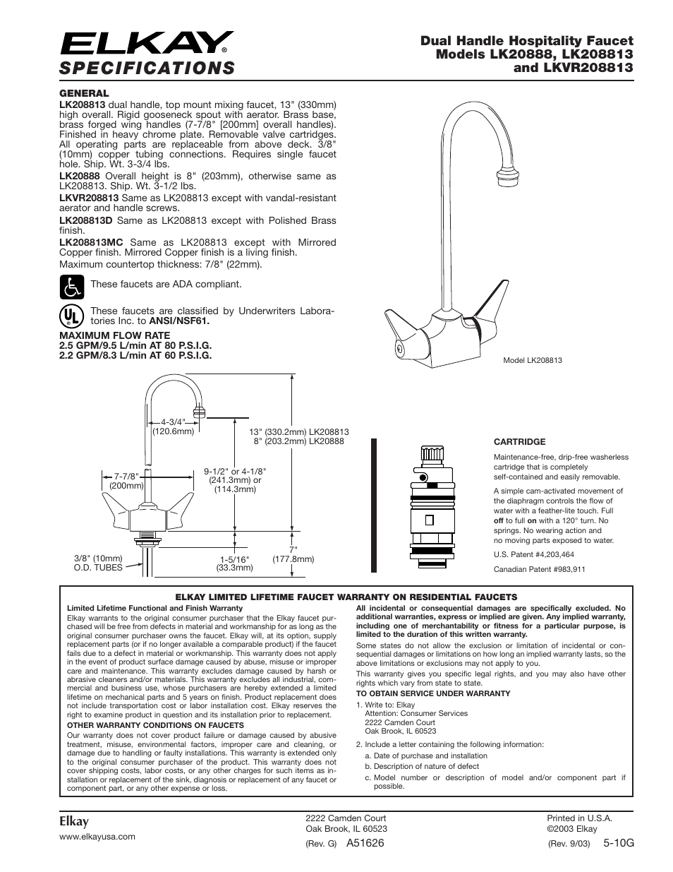 Elkay LK208813 User Manual | 2 pages