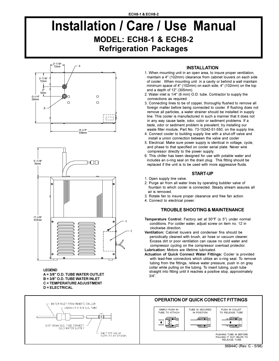 Elkay ECH8-1 User Manual | 2 pages