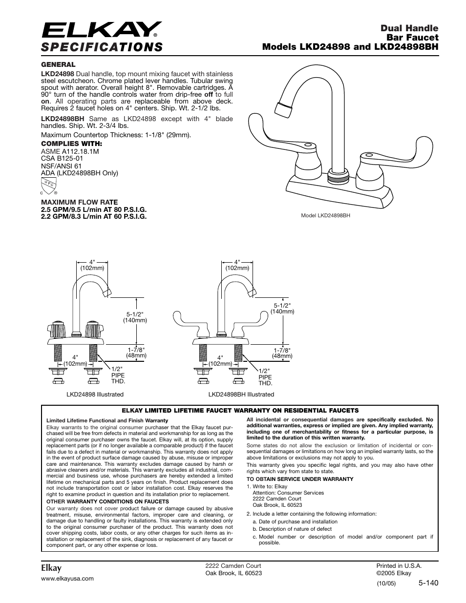 Elkay LKD24898 User Manual | 2 pages