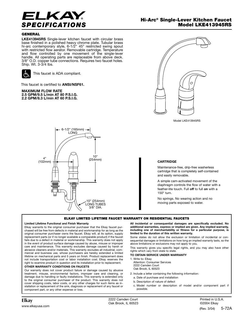 Elkay LKE413945RS User Manual | 2 pages