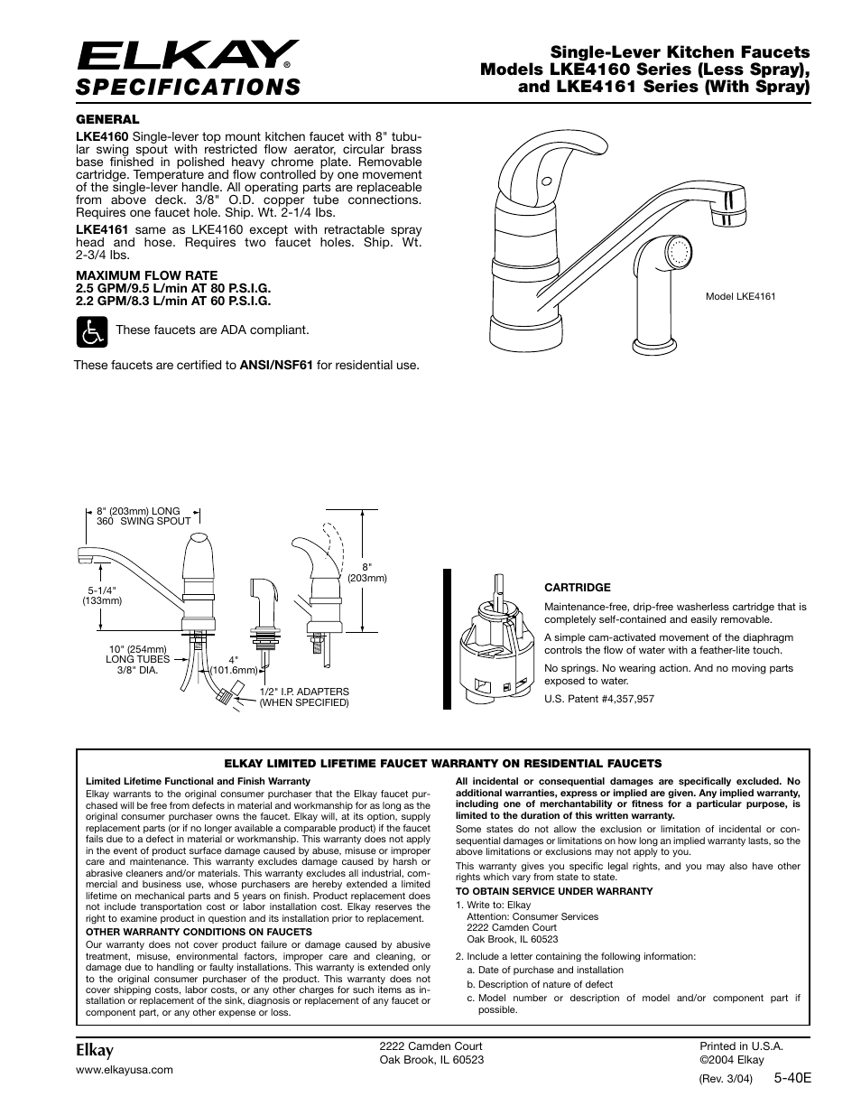 Elkay LKE4161 User Manual | 2 pages