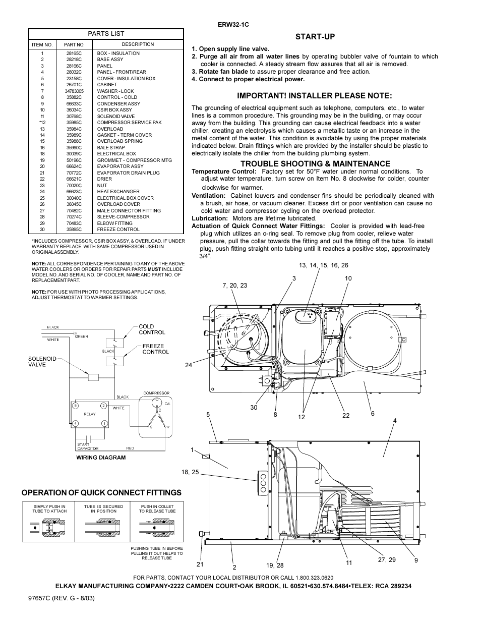 Operation of quick connect fittings | Elkay ERW32-1C User Manual | Page 2 / 2