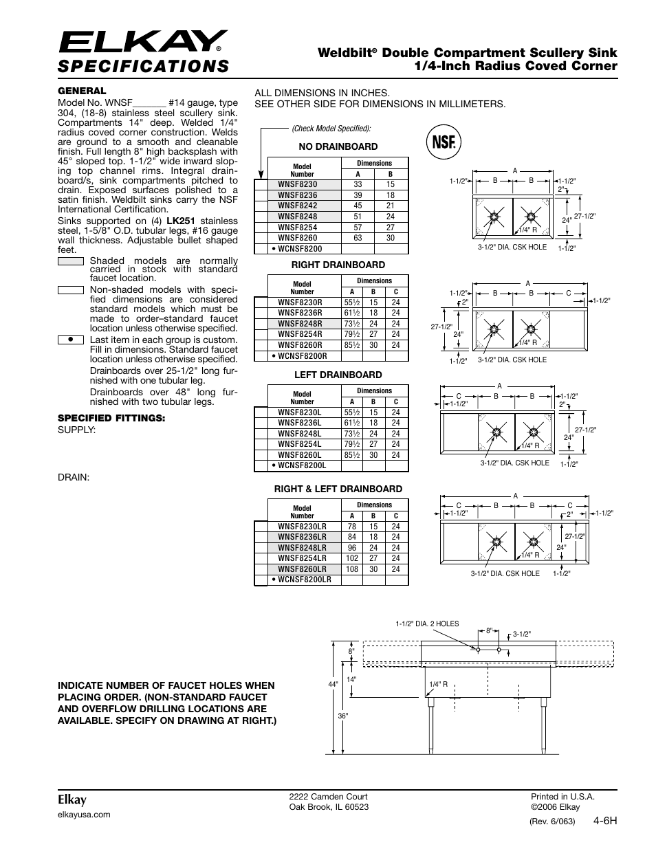 Elkay WNSF8230 User Manual | 2 pages