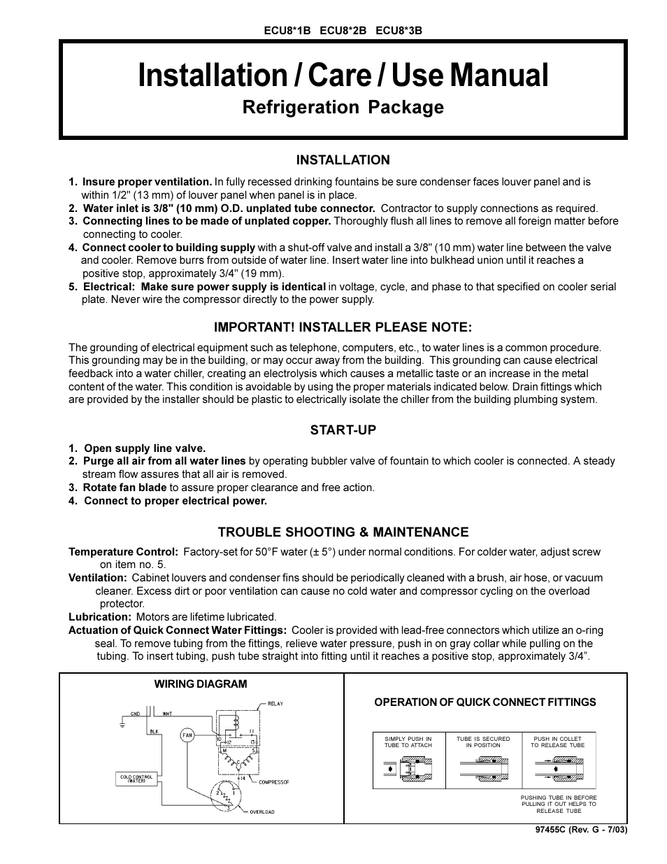 Elkay ECU8*1B User Manual | 2 pages