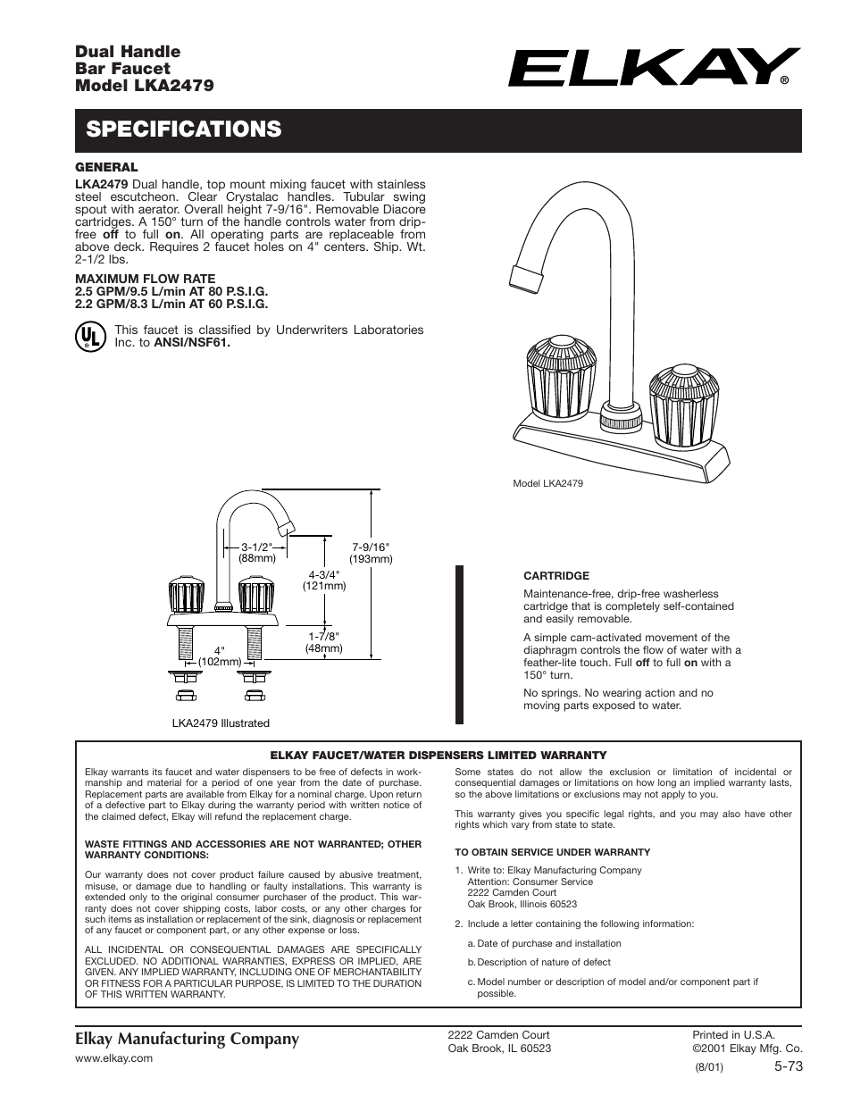 Elkay LKA2479 User Manual | 2 pages