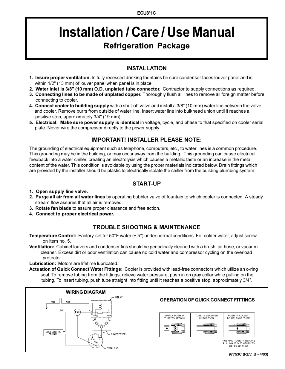 Elkay ECU8*1C User Manual | 2 pages