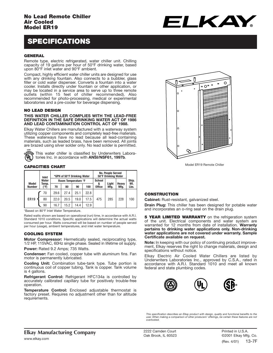 Elkay ER19 User Manual | 2 pages