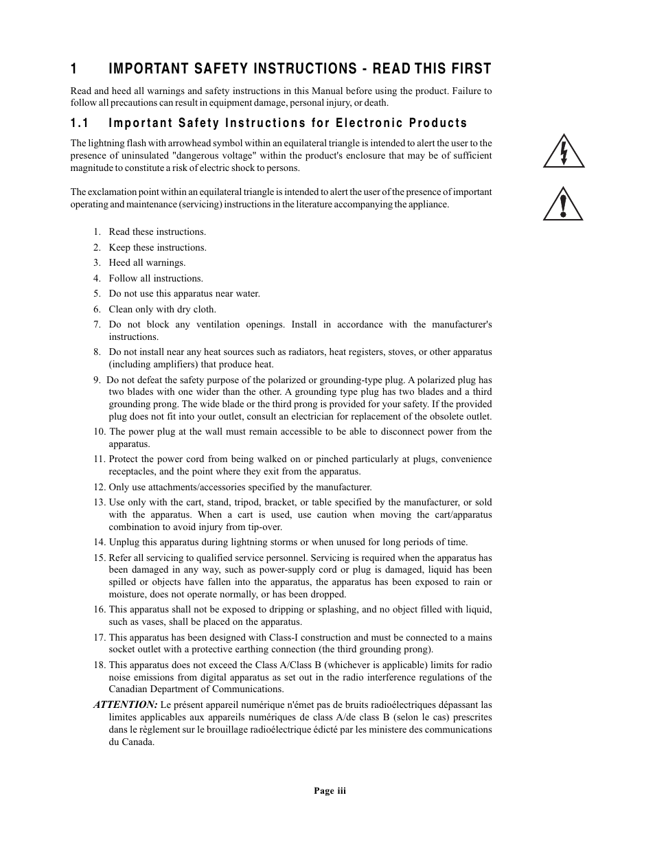 1important safety instructions - read this first | EAW UX8800 User Manual | Page 3 / 40