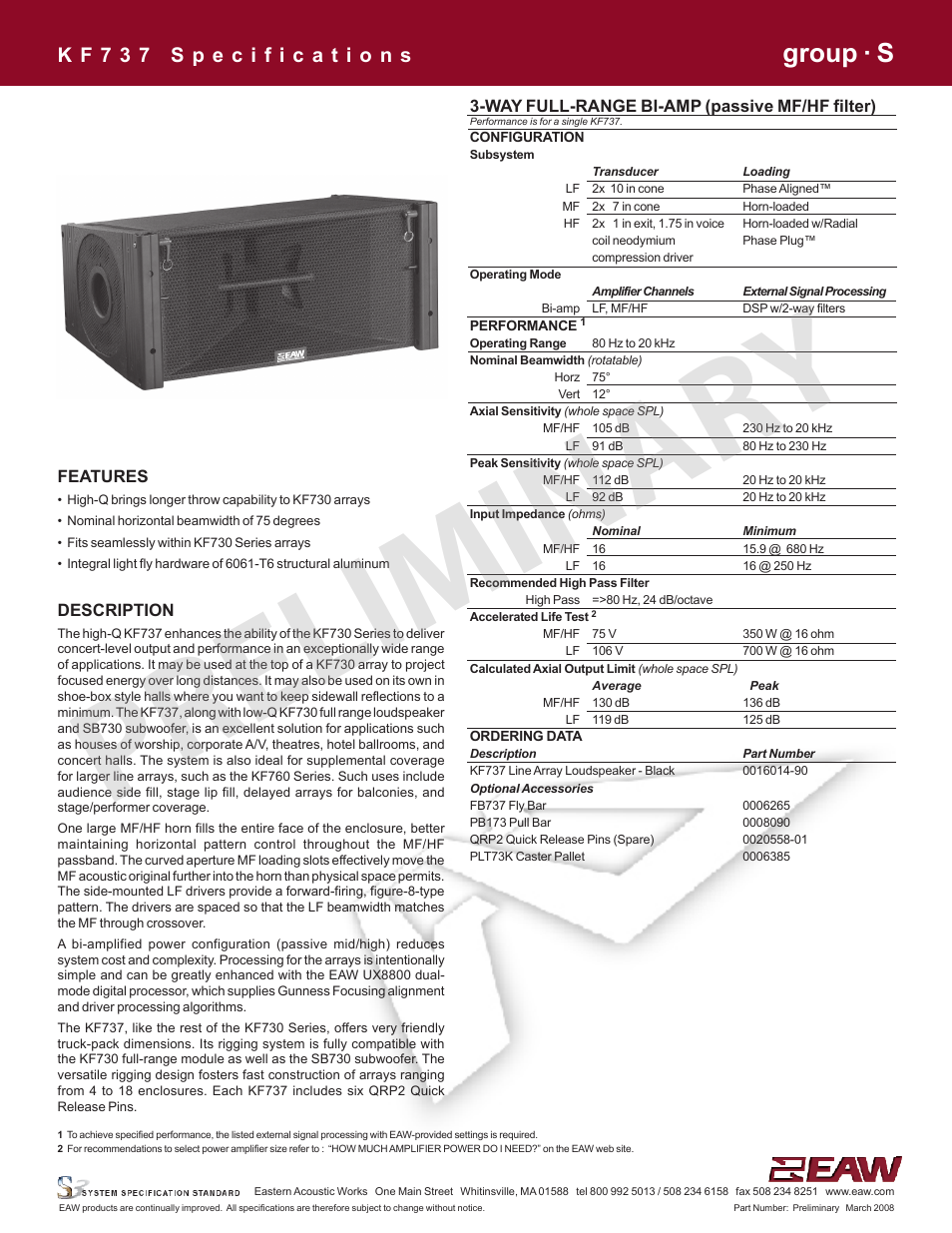 EAW KF737 User Manual | 2 pages