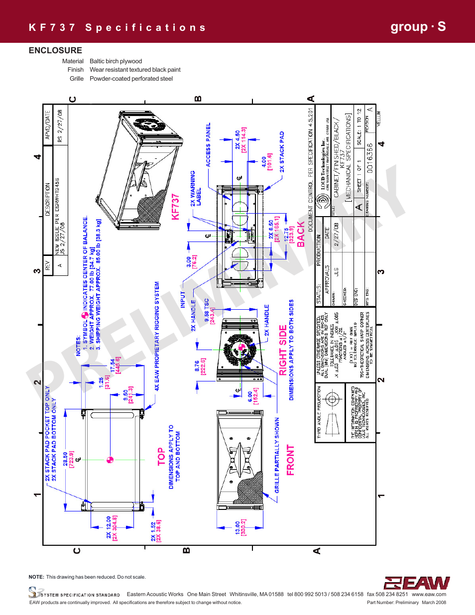 Preliminar y | EAW KF737 User Manual | Page 2 / 2
