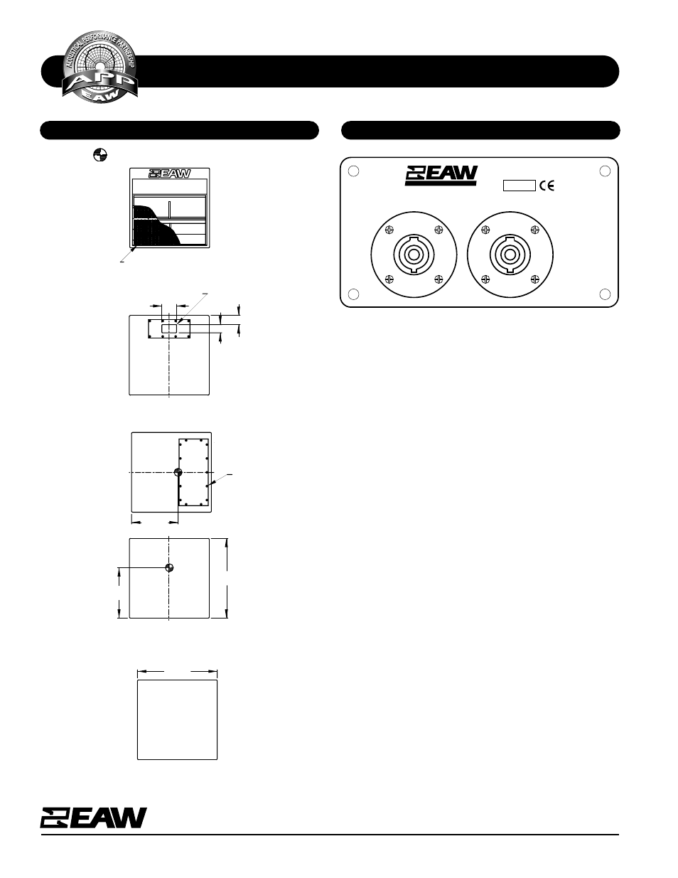 Specifications dcs2, Dimensional drawings input panel, Dcs2 | Right side bottom, Back, Front | EAW DCS2 User Manual | Page 2 / 2