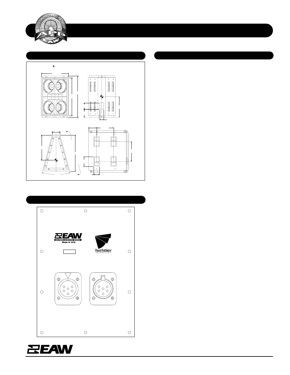 Specifications kf930, Kf930, Top back | Front right side (view a-a) | EAW KF930 User Manual | Page 2 / 2