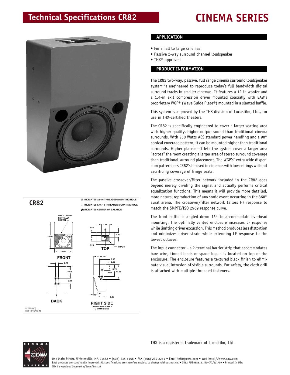 EAW CR82 User Manual | 2 pages