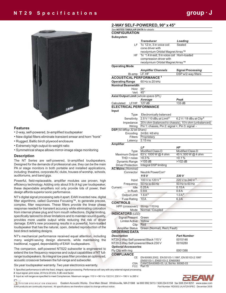 EAW NT29 User Manual | 7 pages