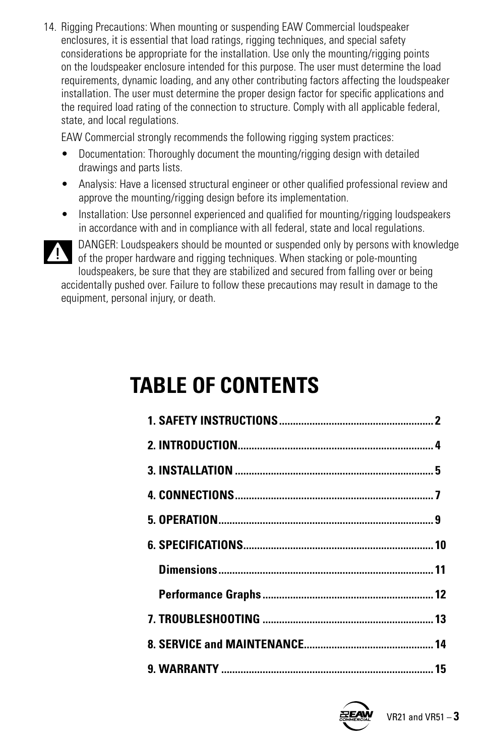 EAW VR21 User Manual | Page 3 / 16