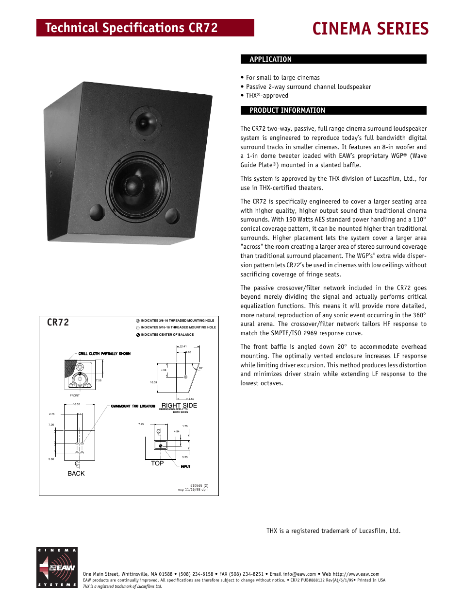 EAW CR72 User Manual | 2 pages