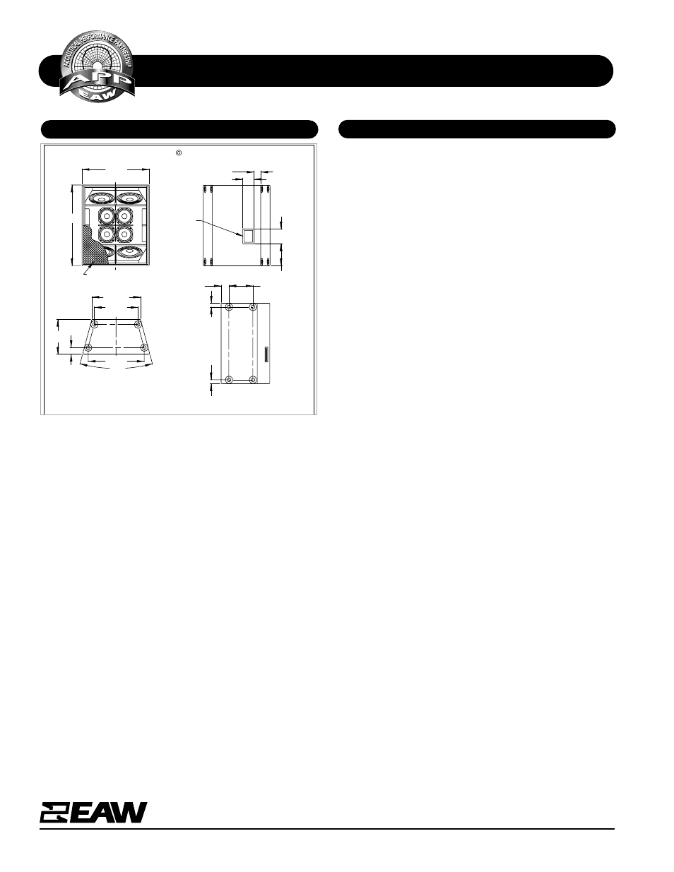Specifications mqtd812, Mqtd812, Dimensional drawing a & e specifications | EAW MQTD812 User Manual | Page 2 / 2