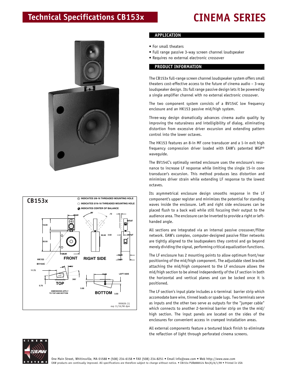 EAW CB153X User Manual | 2 pages