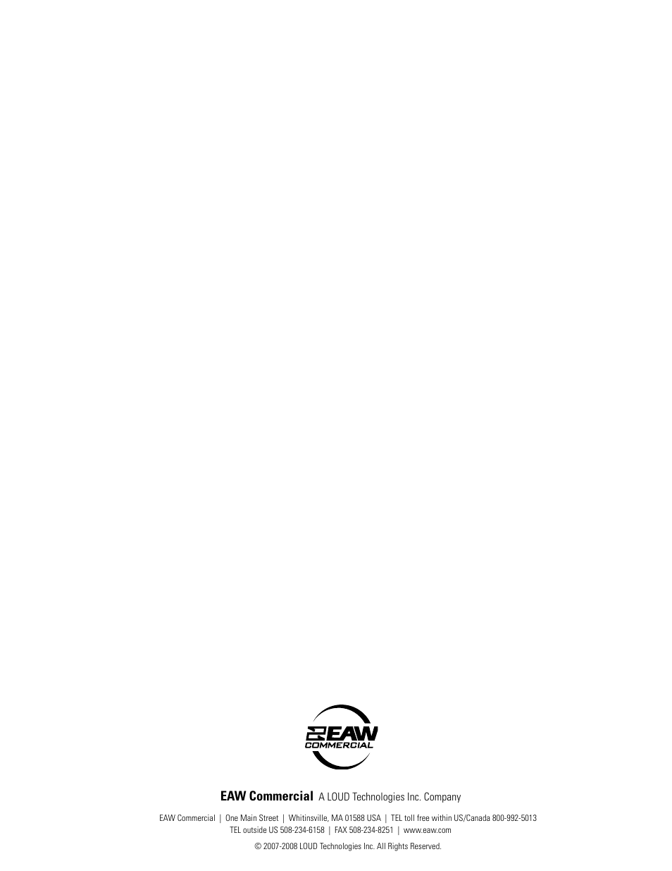 Eaw commercial | EAW CAM160 User Manual | Page 16 / 16