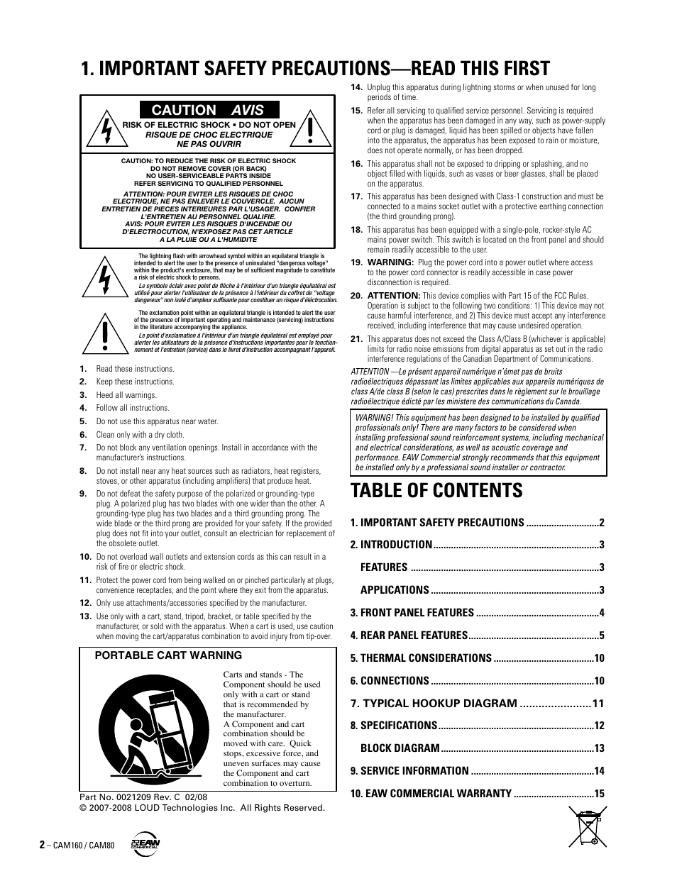 EAW CAM160 User Manual | Page 2 / 16