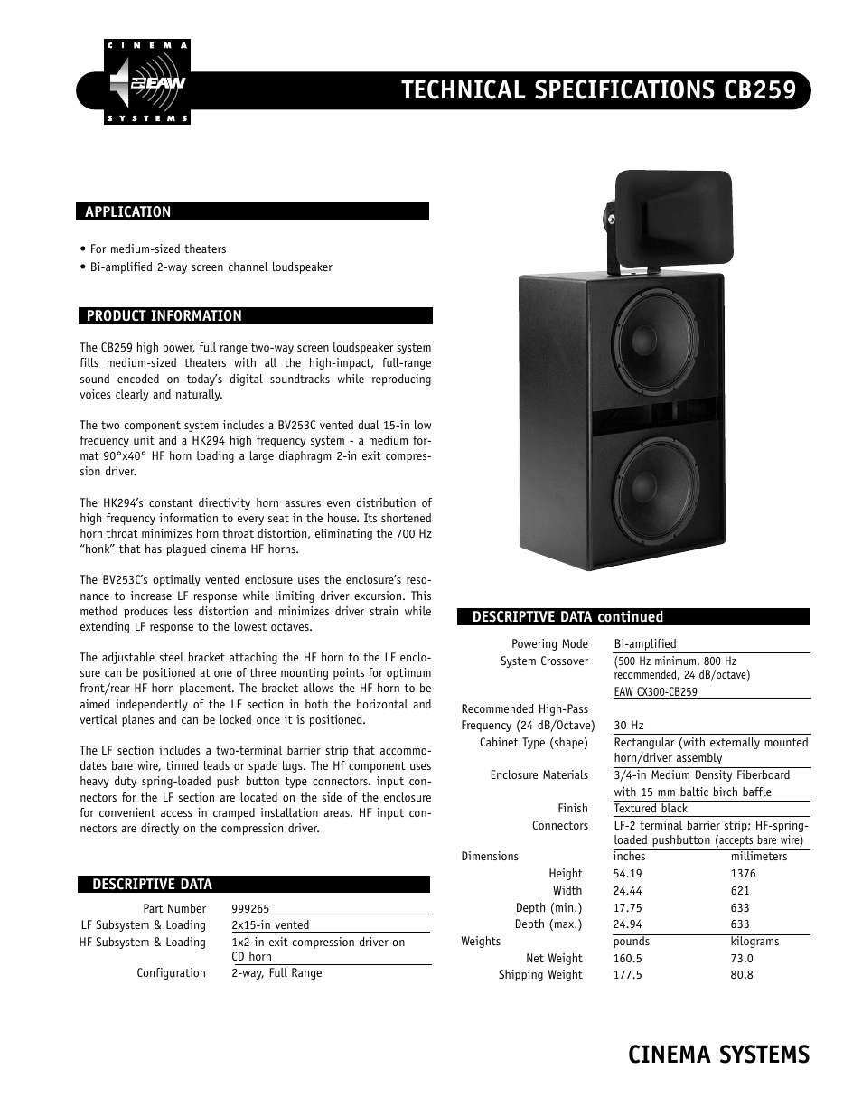 EAW CB259 User Manual | 2 pages
