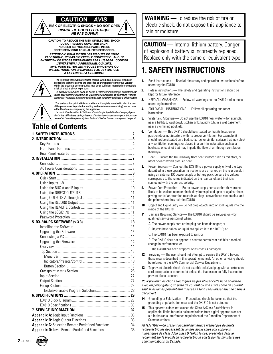 EAW DX810 User Manual | Page 2 / 36