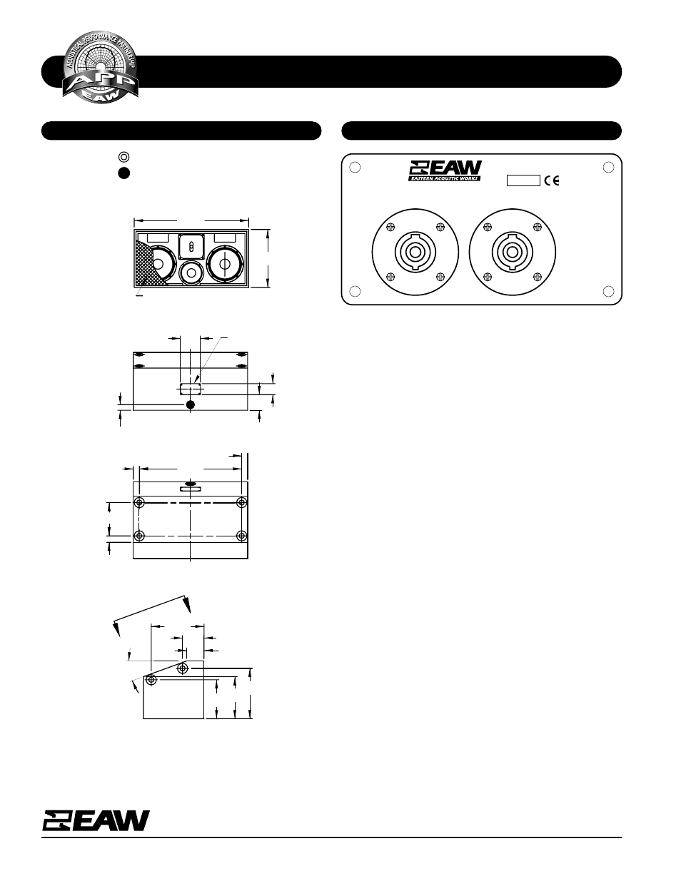 Specifications dc4, Dimensional drawing input panel, Front | Back, View a-a, Sides | EAW DC4 User Manual | Page 2 / 2