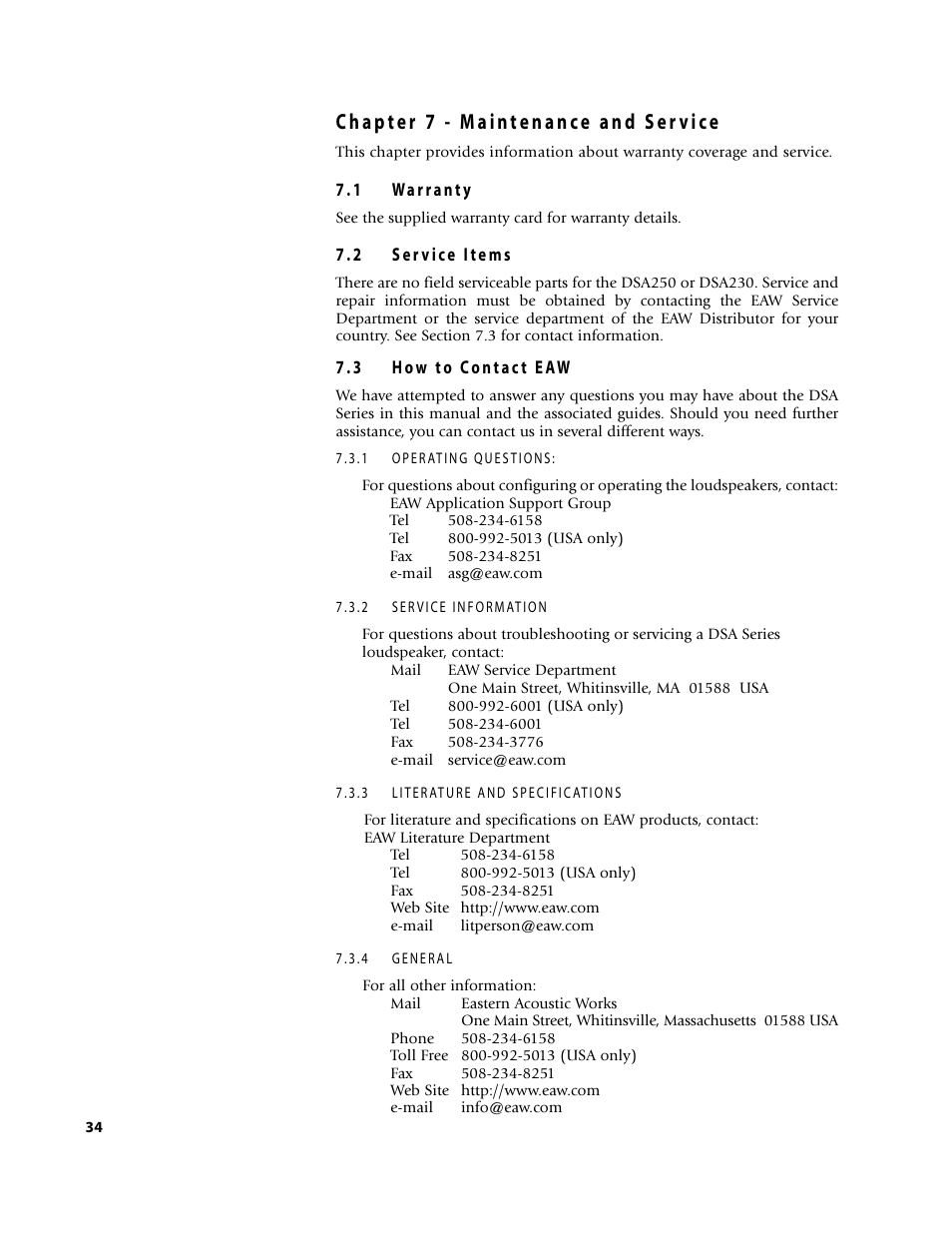 EAW D S A 2 3 0 User Manual | Page 34 / 44