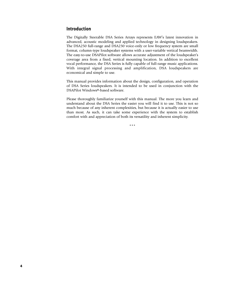 Introduction | EAW D S A 2 3 0 User Manual | Page 4 / 44