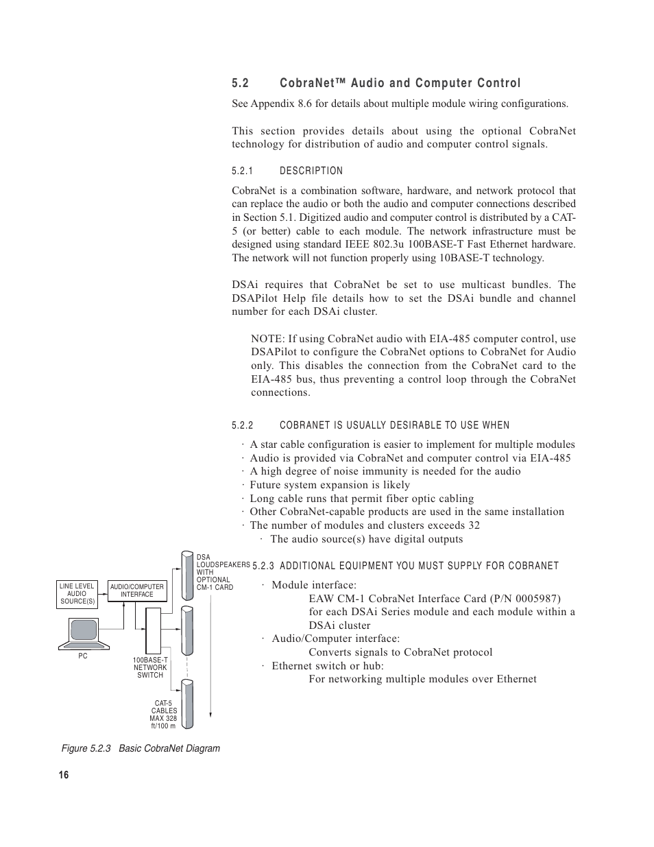 2 cobranet™ audio and computer control | EAW DSA250i User Manual | Page 20 / 52