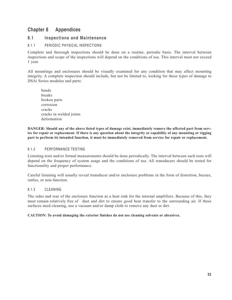 Chapter 8 appendices | EAW DSA250i User Manual | Page 37 / 52