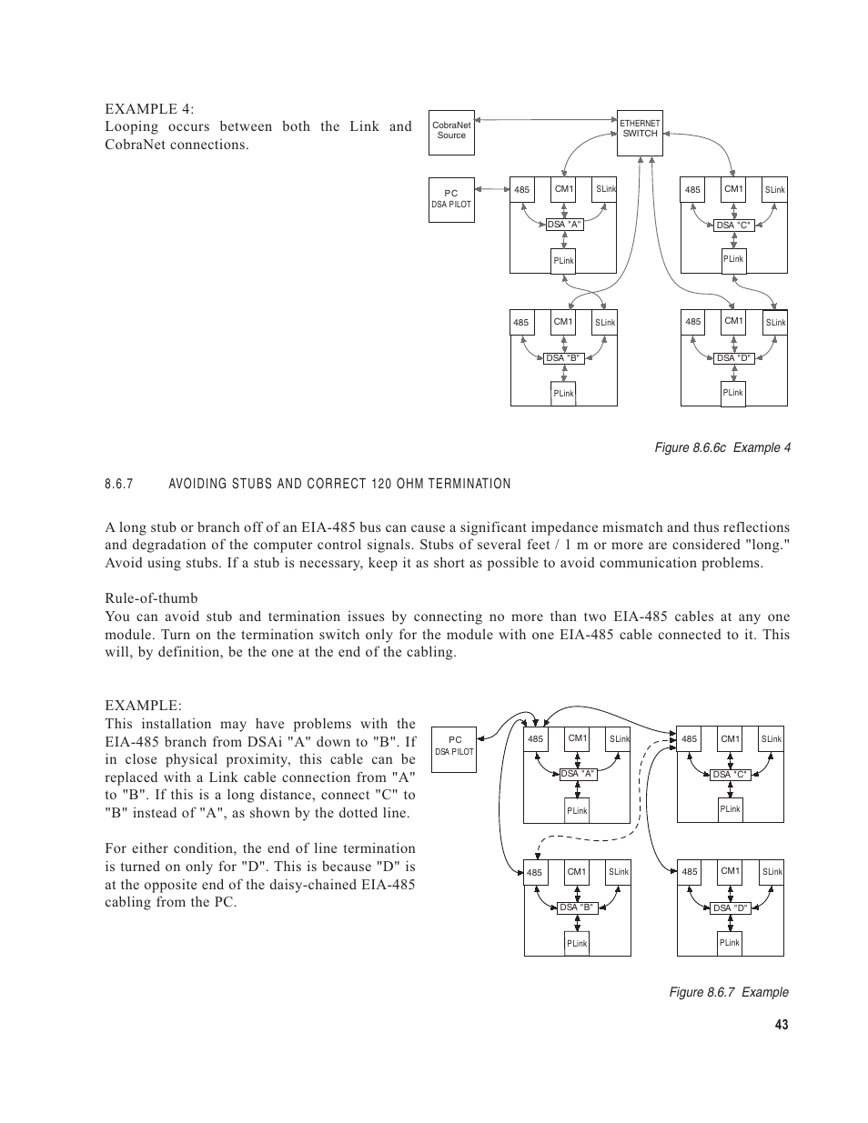 7 avoiding stubs and correct 120 ohm termination, Figure 8.6.6c example 4, Figure 8.6.7 example | EAW DSA250i User Manual | Page 47 / 52