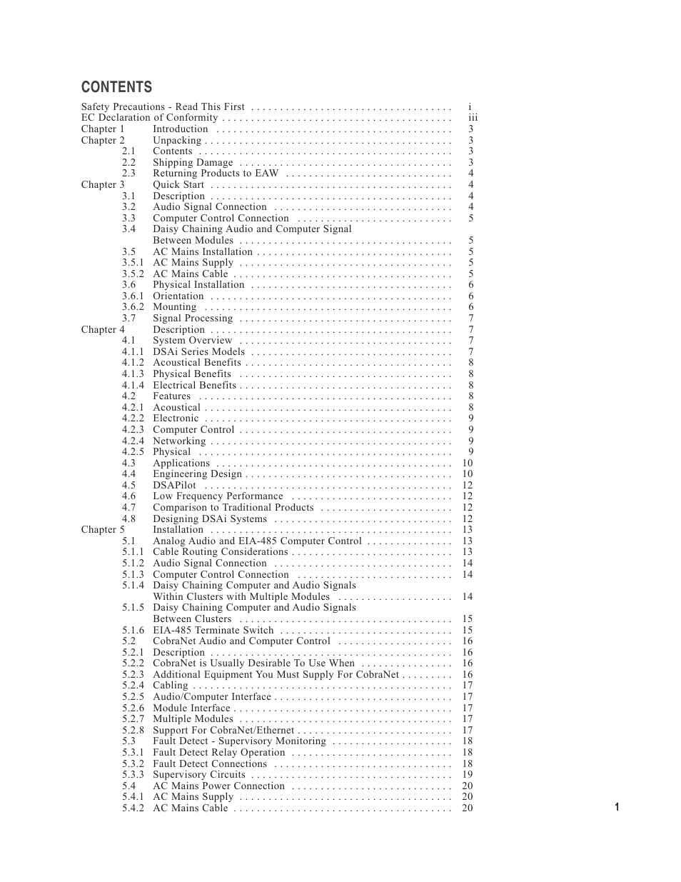 EAW DSA250i User Manual | Page 5 / 52
