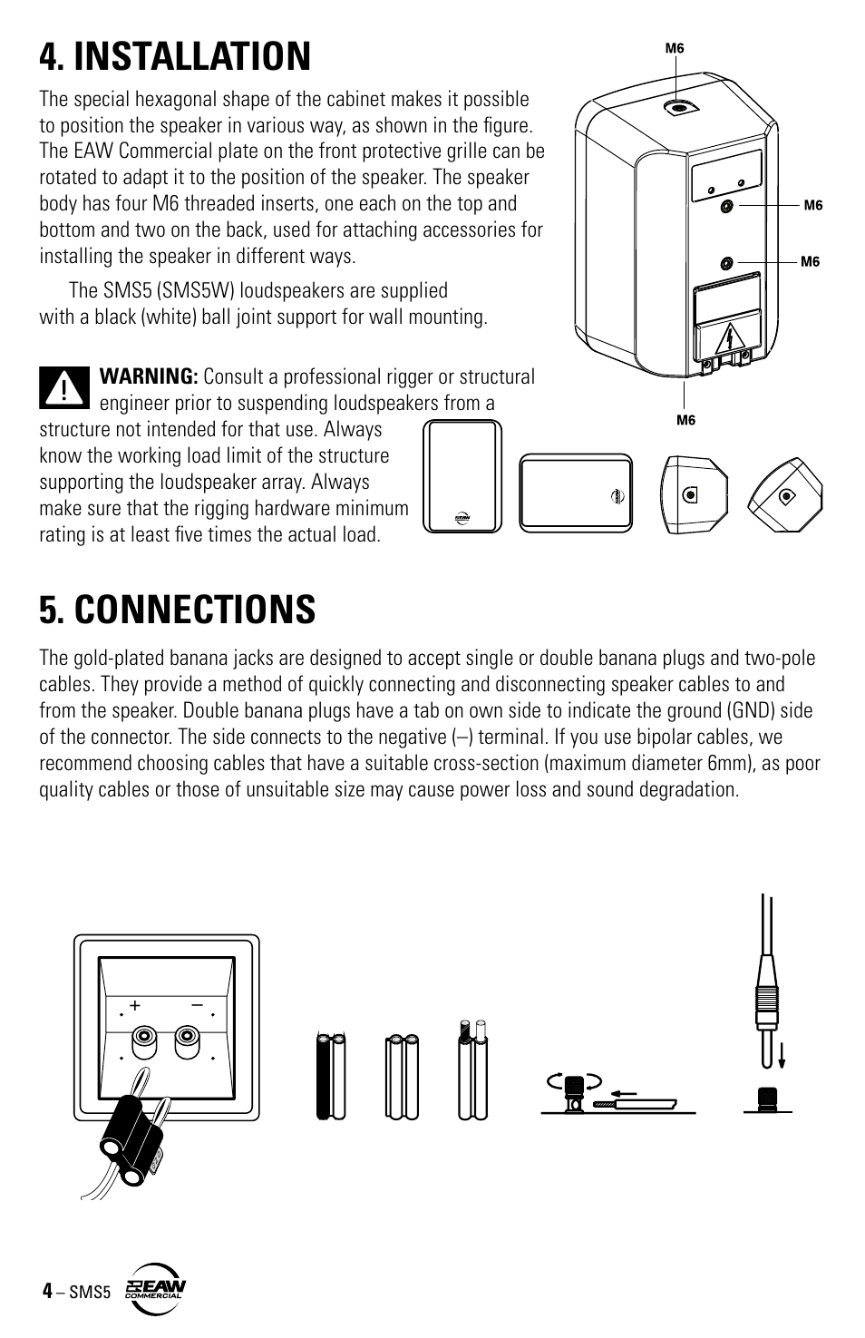 Installation, Connections | EAW SMS5 User Manual | Page 4 / 8