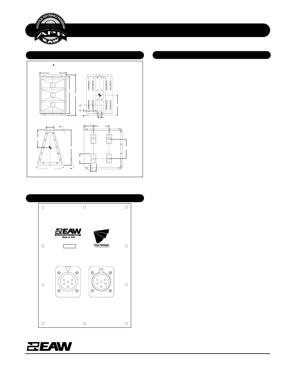 Specifications kf920, Kf920, Right (view a-a) | Back top, Front | EAW KF920 User Manual | Page 2 / 2