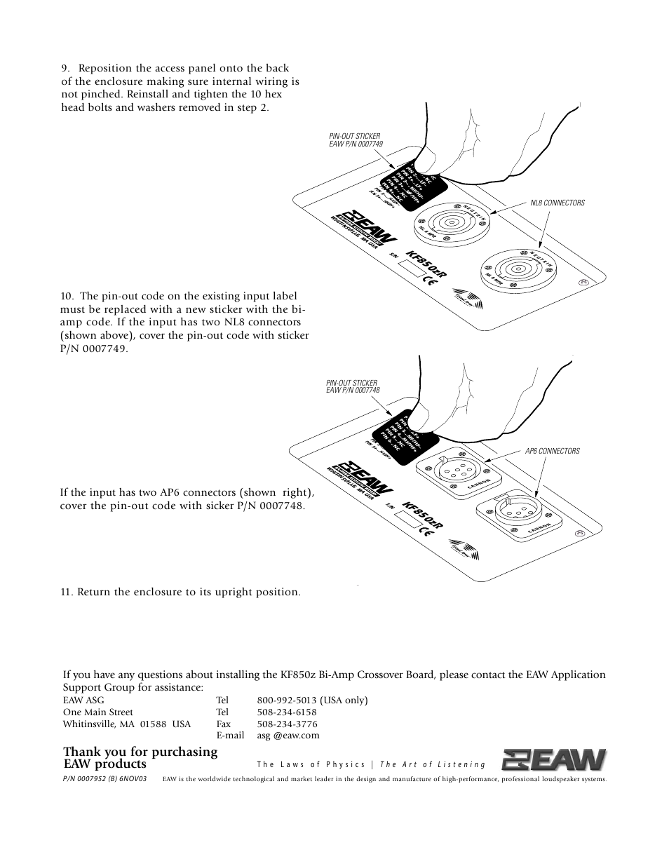 Kf850zr | EAW Bi-Amp Crossover Retro Kit KF850z User Manual | Page 4 / 4