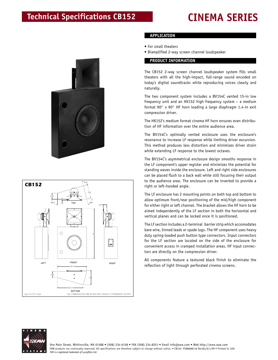 EAW CB152 User Manual | 2 pages