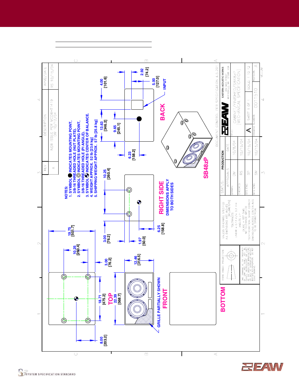 Group · i, Right s ide, Sb 4 8 z p | Back, Enclosure | EAW SB48zP User Manual | Page 2 / 4