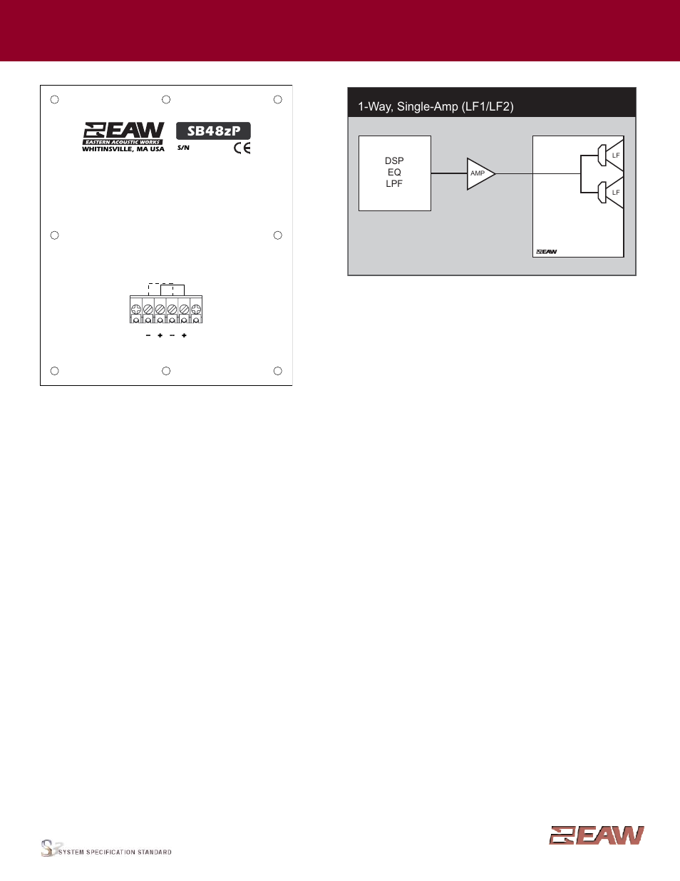 Group · i, Sb48zp, Input panel | Way, single-amp (lf1/lf2), Signal diagram legend | EAW SB48zP User Manual | Page 4 / 4