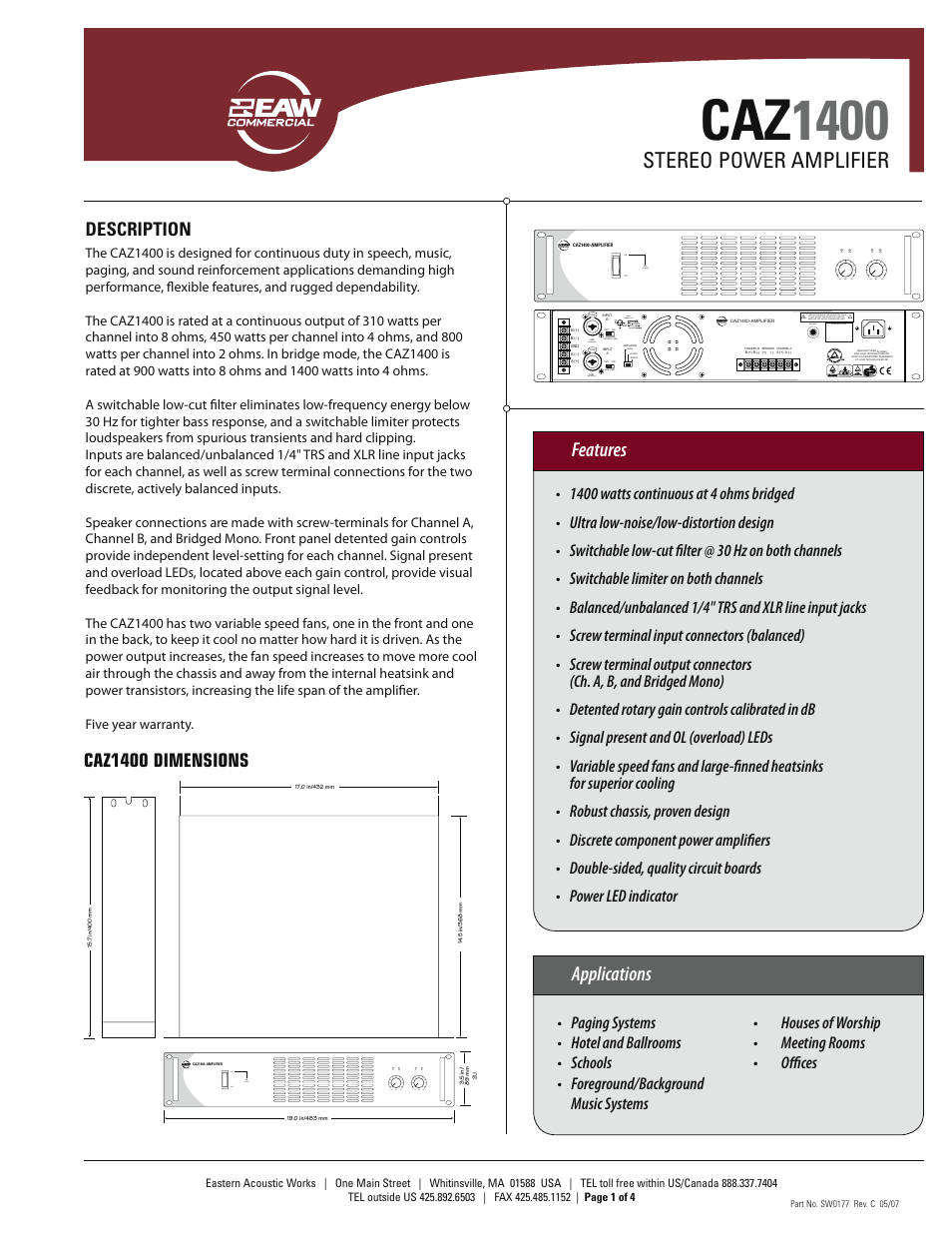 EAW SW0177 User Manual | 4 pages