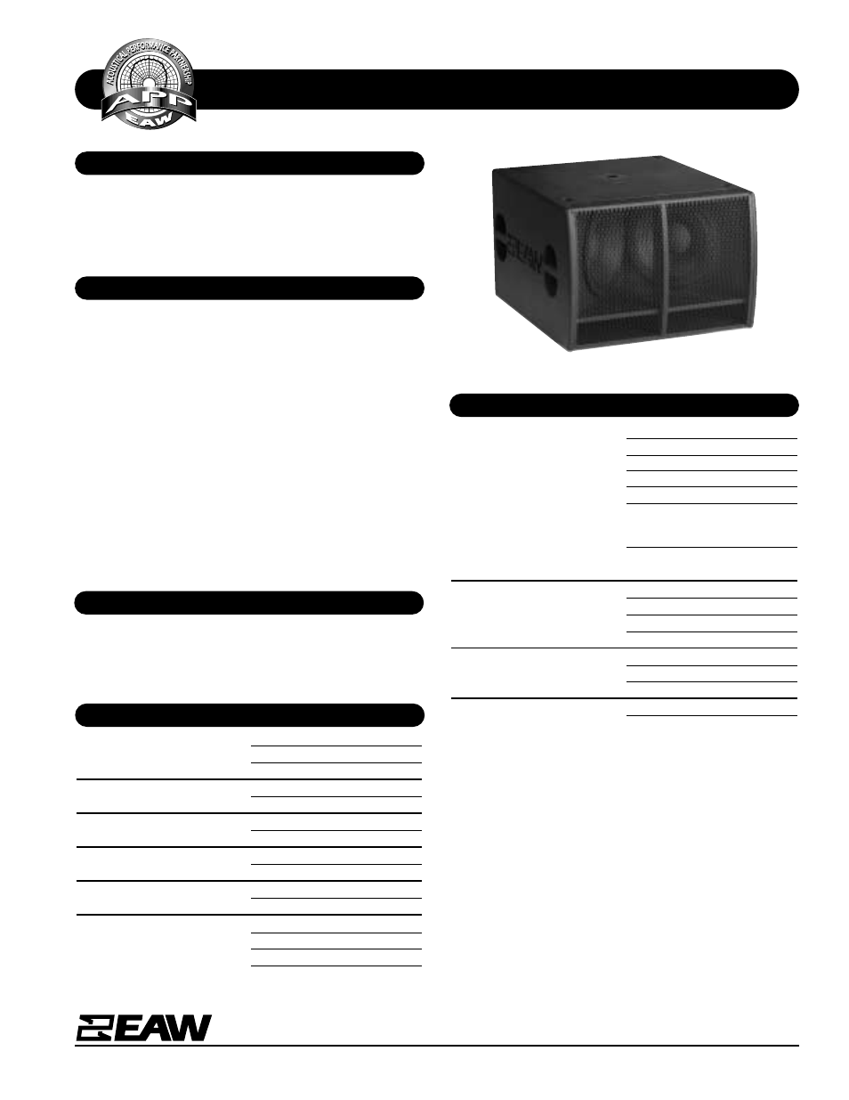 EAW SBX220 User Manual | 2 pages